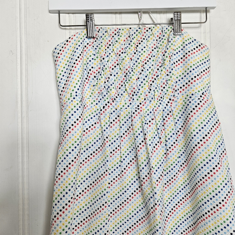 Lilly Pulitzer Dress Sz 4 Strapless Rainbow Polka Dot Ruffles White Cotton Y2K - Picture 3 of 13